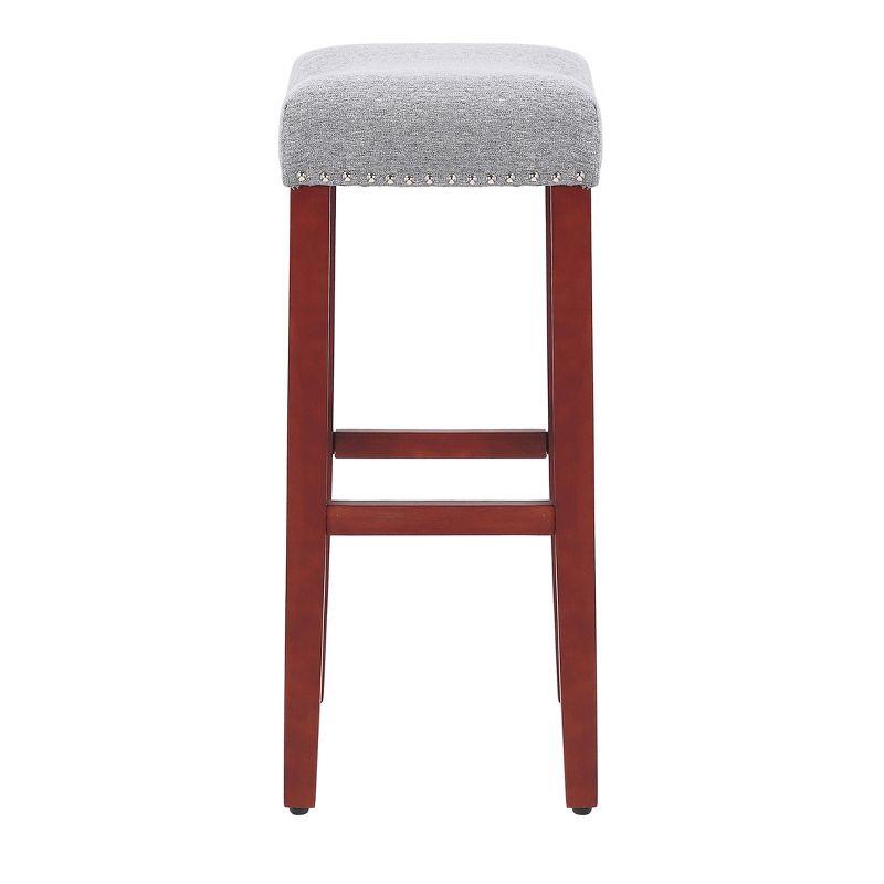 WestinTrends 29" Upholstered Saddle Seat Bar Stool (Set of 2), Cherry/Gray
