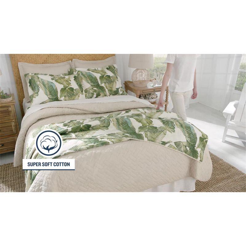 Tommy Bahama Ocean Isle Blue Cotton Reversible Quilt Set