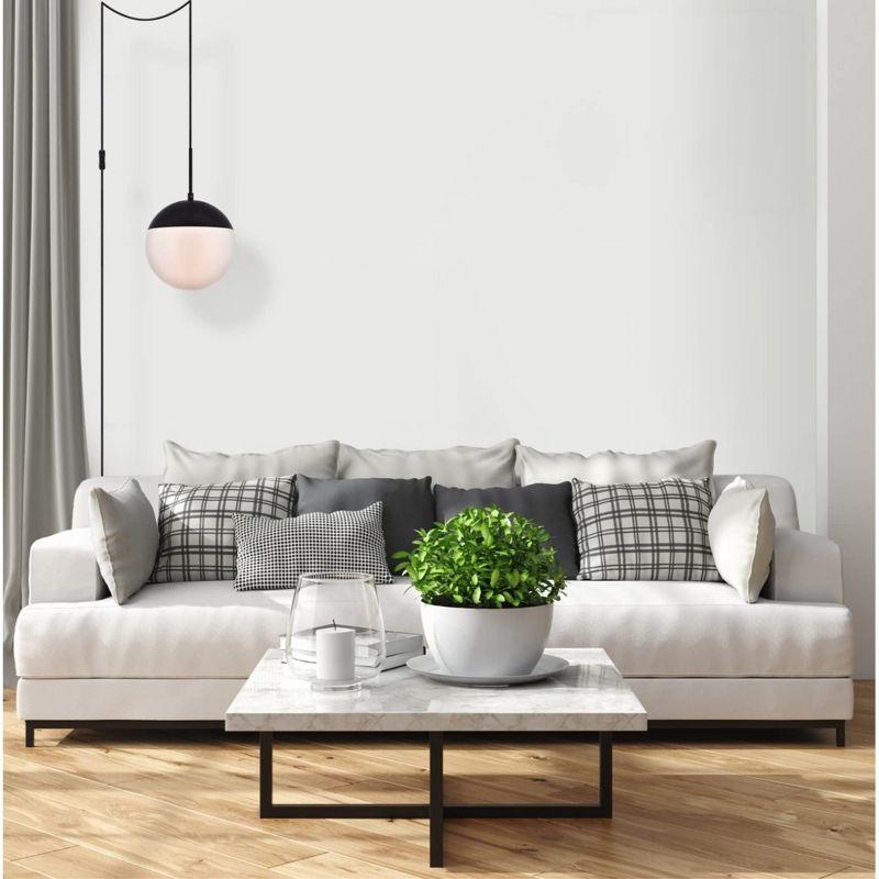Elegant Lighting Eclipse 1 Light Black plug in pendant With Frosted White Glass