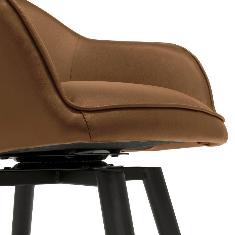 Dome Swivel Office/Dining/Guest Accent Chair with Arms Faux Leather Caramel Brown - Studio Designs Home