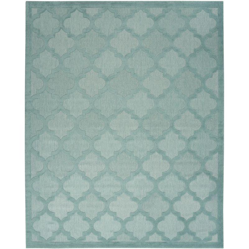 Aqua Teal Trellis 7' x 10' Flat Woven Synthetic Area Rug