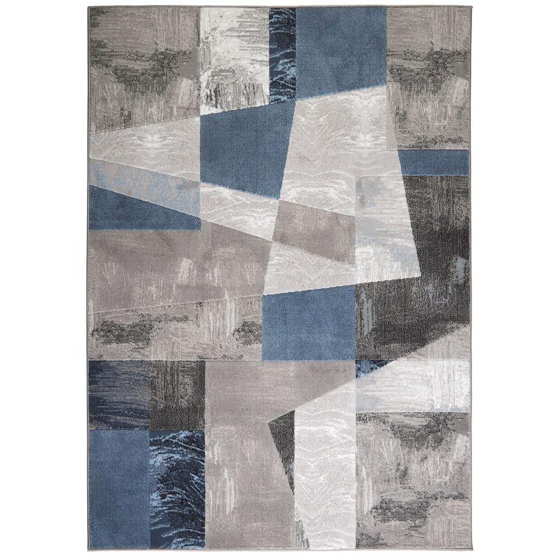 Modern Tranquility Gray-Blue Geometric Tufted Area Rug, 5'3"x7'2"
