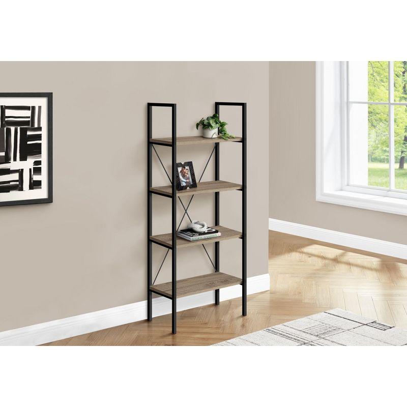 Monarch Specialties Bookshelf Bookcase 4 Tier 48InchH Office Bedroom Metal Laminate Brown Black Contemporary Modern