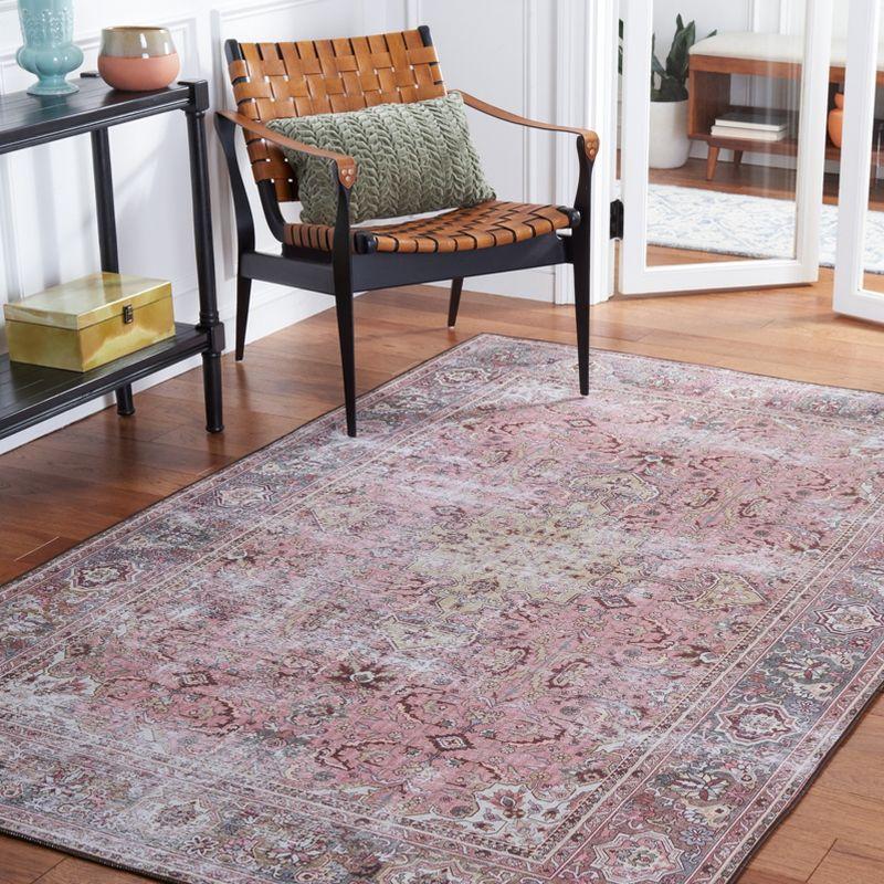 Easy-Care Tucson 4' x 6' Pink/Beige Washable Rectangular Rug