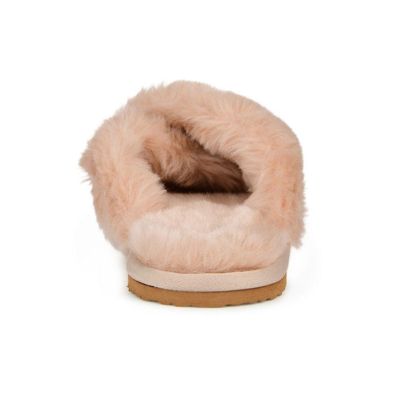 Tan Faux Fur Open Toe Women's Slippers