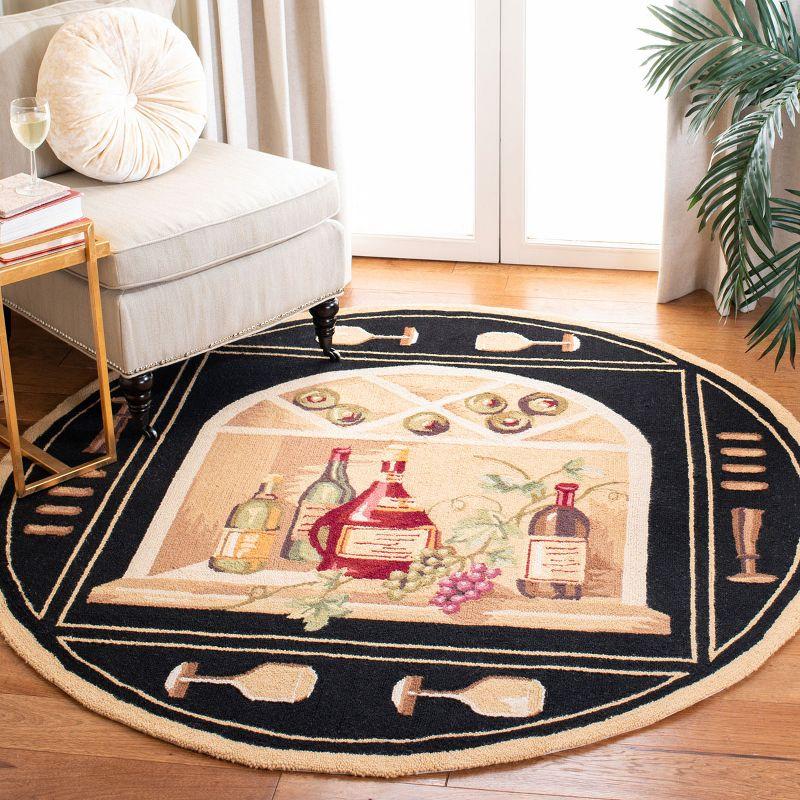Chelsea HK254 Hand Hooked Area Rug - Black/Multi - 8' round - Safavieh.