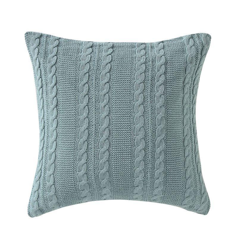 18"x18" Dublin Cable Knit Square Throw Pillow Blue - VCNY: Contemporary Decorative Accent, Indoor Use, Removable Cover