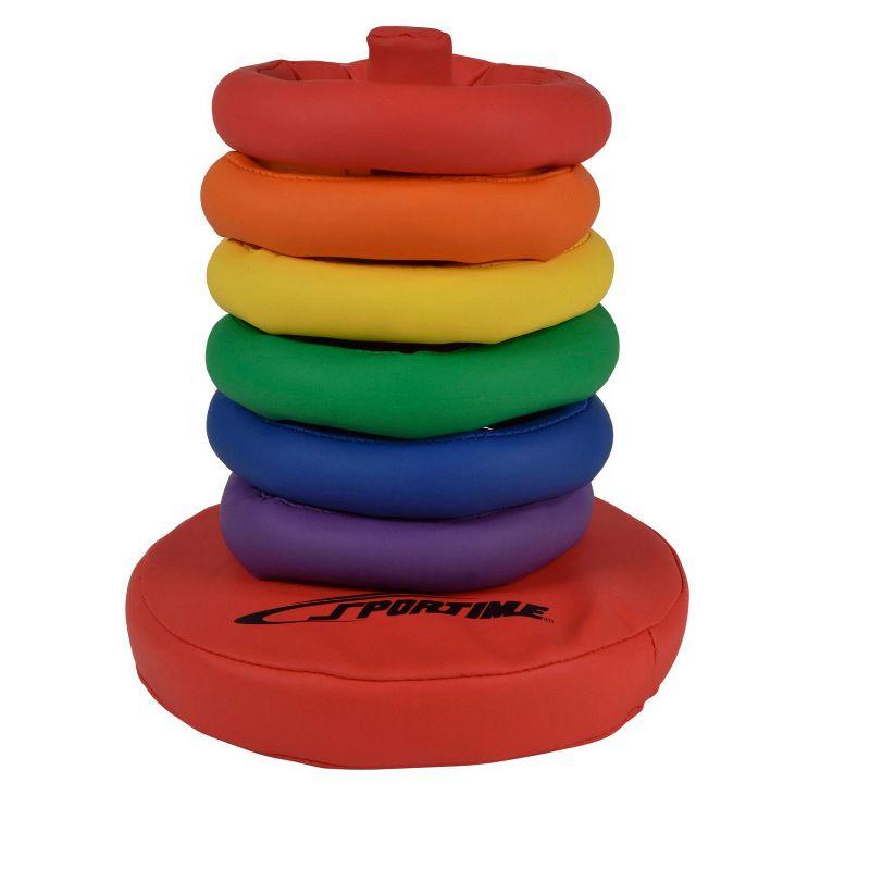 Sportime Soff-Ring Toss Game with Post, Assorted Colors, Set of 6 Rings