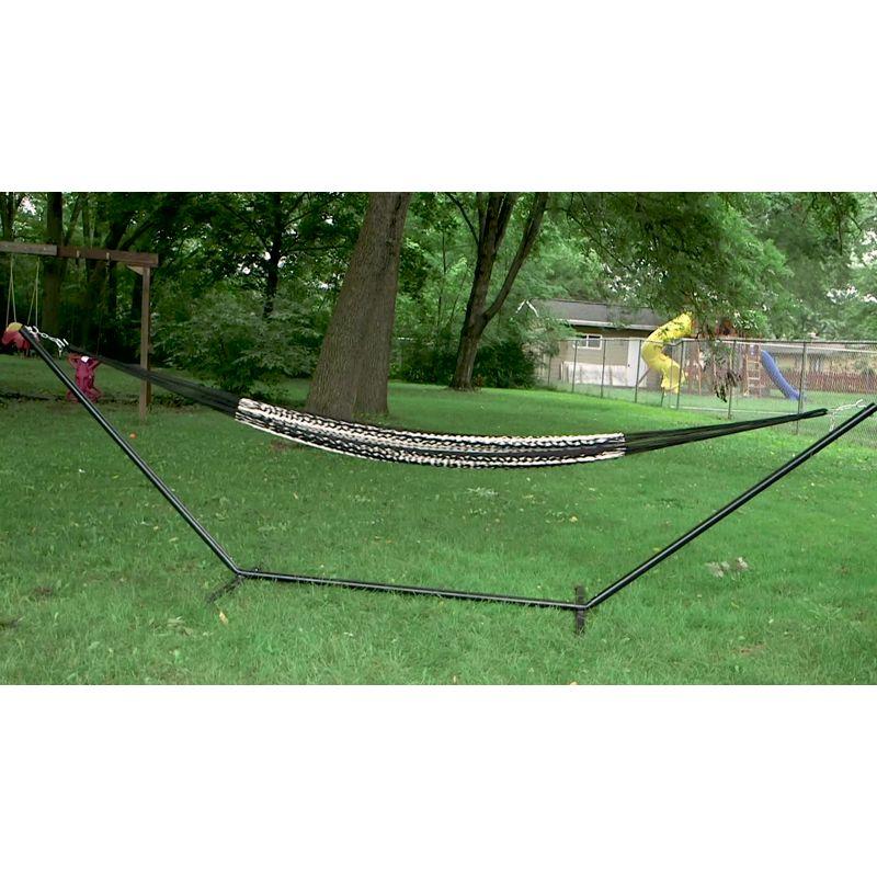 Sunnydaze Mayan Family Hammock Handwoven XXL Thick Cord with Stand - 400 lb Weight Capacity/15' Stand