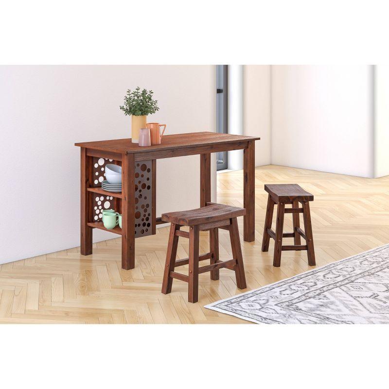 Set of 2 18" Sonoma Saddle Stools, Acacia Wood, Rustic Farmhouse - Boraam