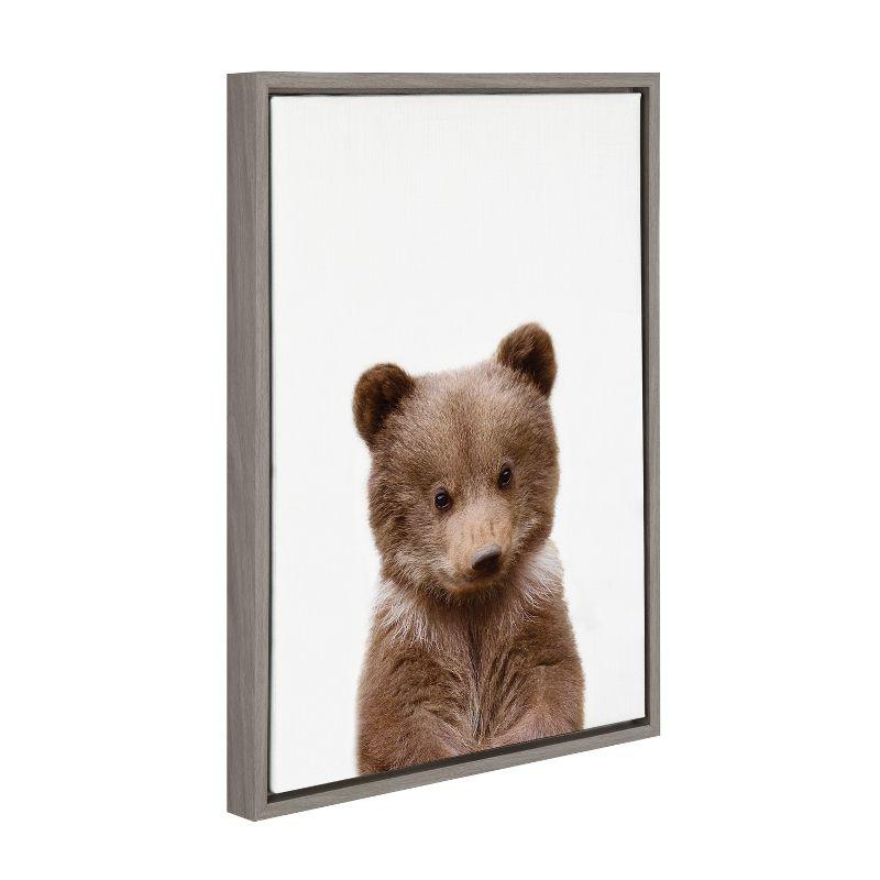 18" x 24" Sylvie Baby Bear Framed Canvas by Amy Peterson Gray - Kate & Laurel All Things Decor: Modern Style Animal Wall Art for Nursery