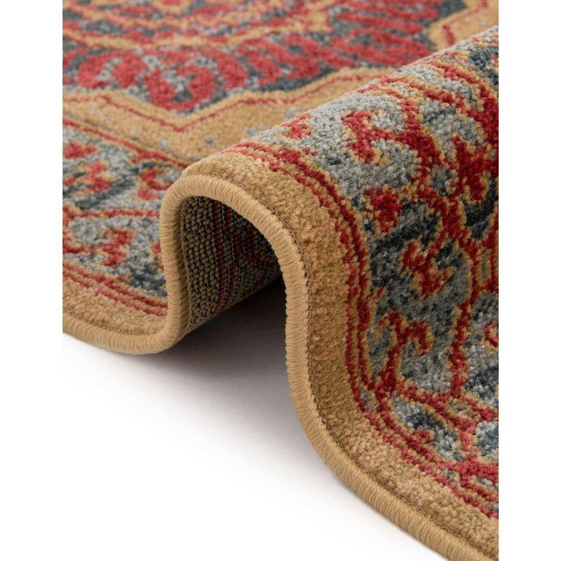 Red and Beige Rectangular Synthetic 9' x 12' Area Rug