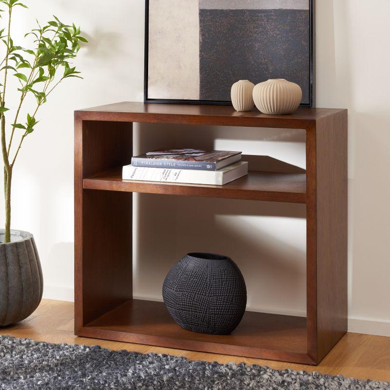 Dark Wood and Black Steel Console Table with Storage