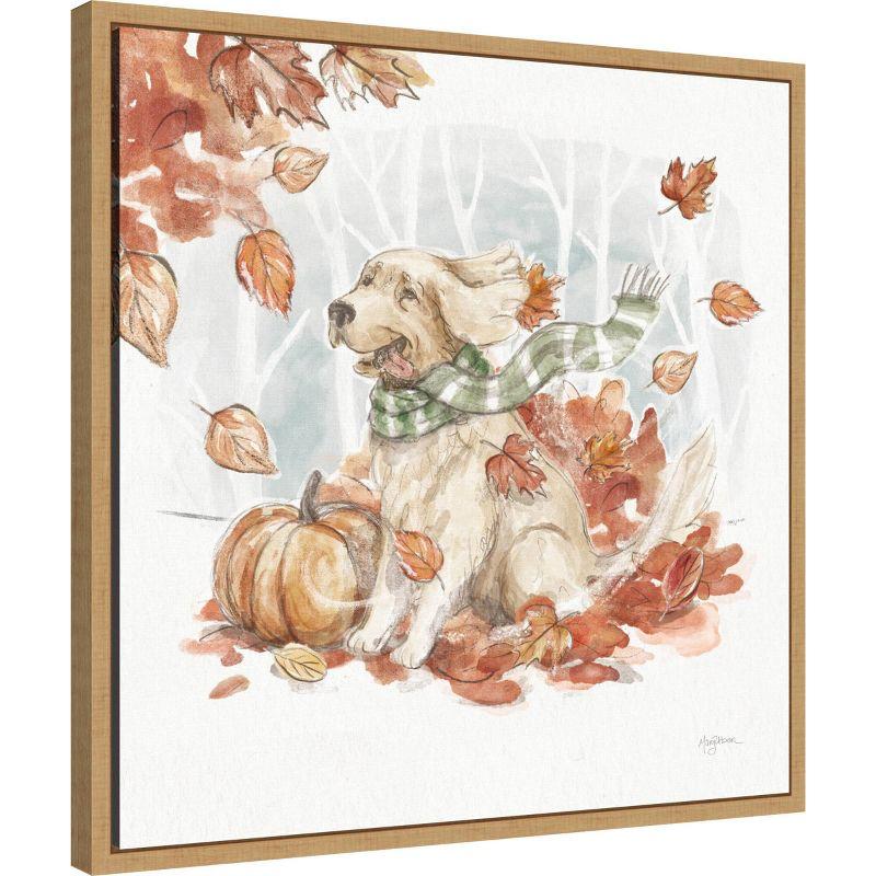 Amanti Art 22"x22" Autumn Dogs II by Mary Urban Framed Canvas Wall Art Print