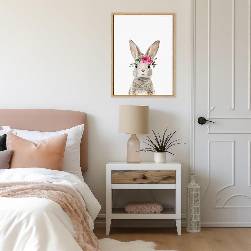 Kate & Laurel All Things Decor 18"x24" Sylvie Flower Crown Bunny Framed Wall Art by Amy Peterson Art Studio