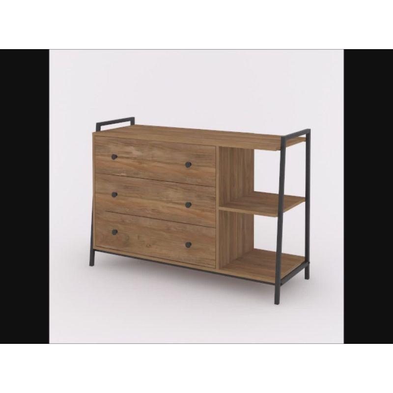 Sindoori Mango and Black Industrial 3-Drawer Horizontal Dresser