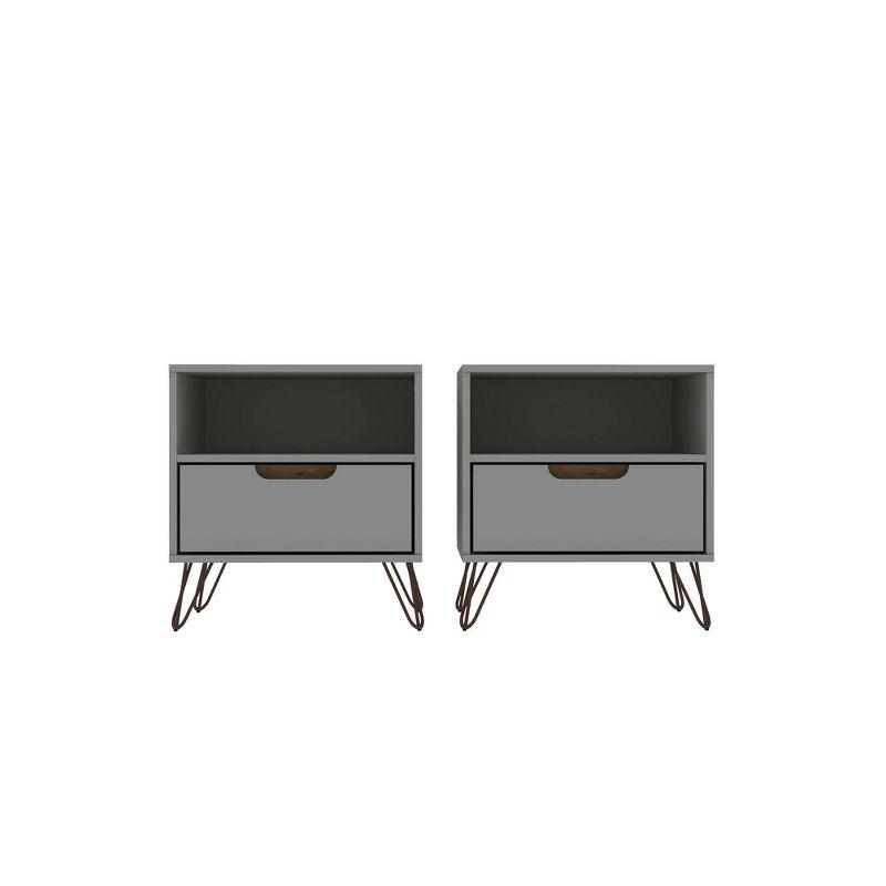 Set of 2 Rockefeller 1 Drawer Nightstands - Manhattan Comfort