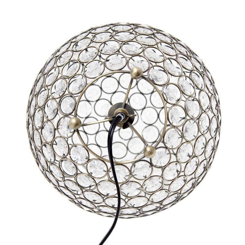 10" Elipse Medium Contemporary Metal Crystal Round Orb Table Lamp Antique Brass Finish - Lalia Home