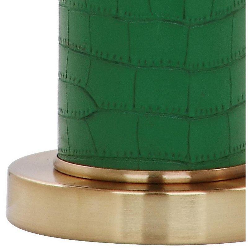 Ollie Table Lamp (Set of 2) - 31.5 Inch Height - LIT4404 - Dark Green Faux Alligator - Safavieh