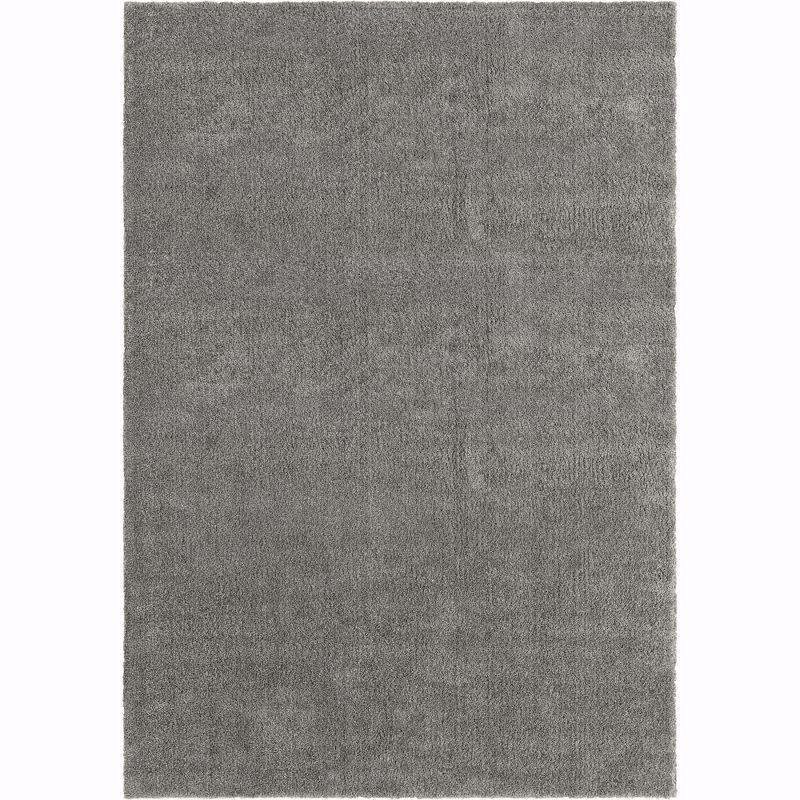 Plush Gray Shag 5' x 7' Synthetic Easy-Care Area Rug