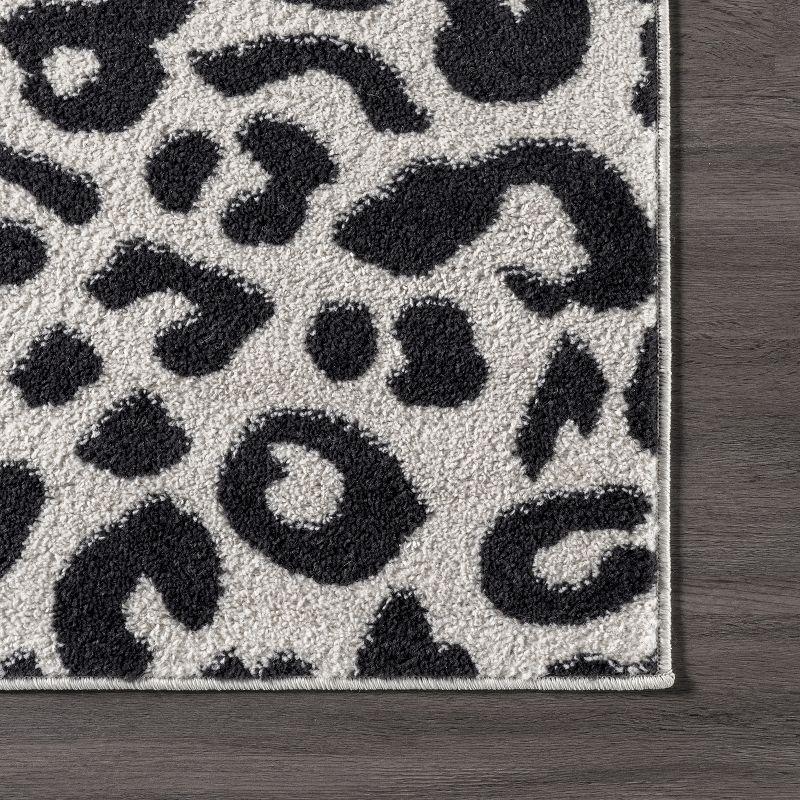 Luxurious Tufted Leopard Print 10' x 14' Dark Grey Area Rug