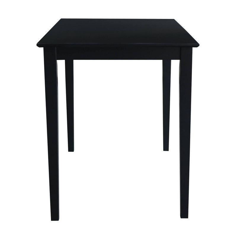 30" x 48" Solid Wood Top Counter Height Table with Shaker Legs Black - International Concepts: Parawood, Non-Extension