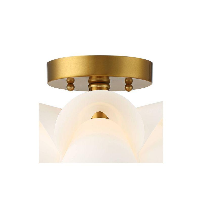 Possini Euro Design Modern Ceiling Light Semi Flush Mount Fixture White Flower Gold Metal 15 3/4" Wide Living Room Bedroom Kitchen