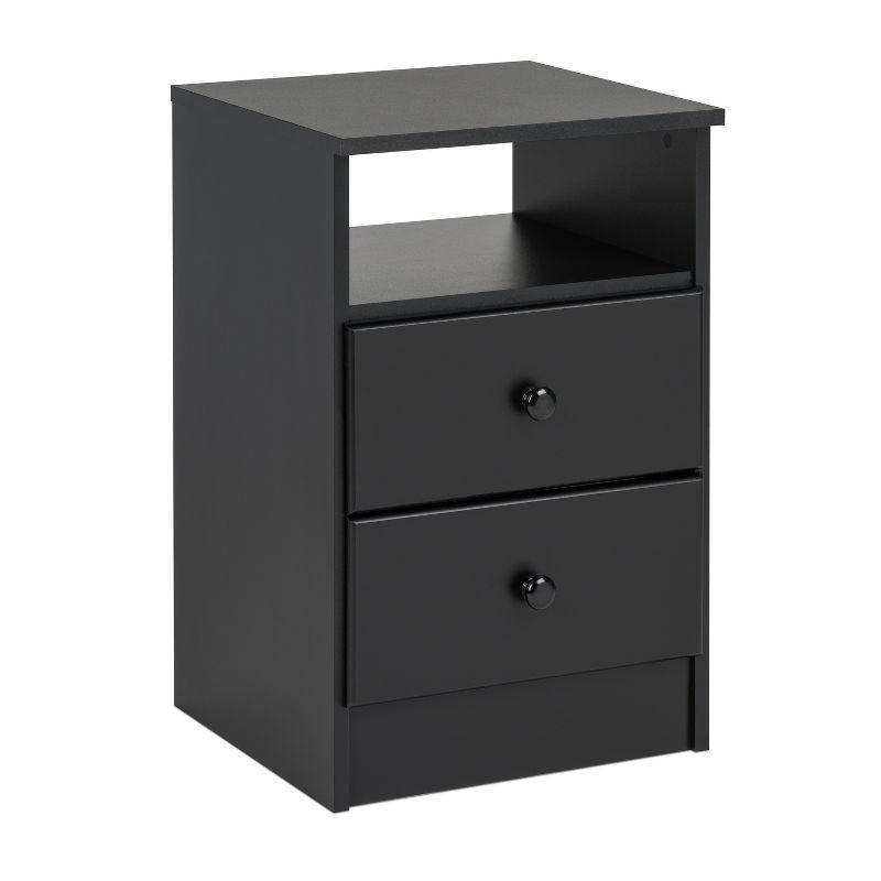 Astrid Timeless Black Nightstand with 2 Drawers and Open Shelf