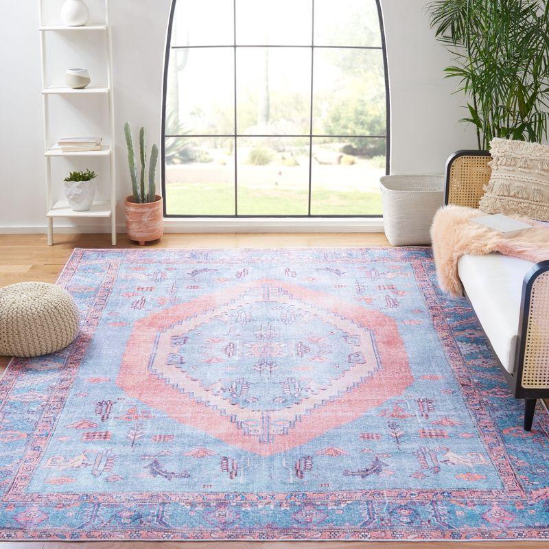 Serapi SEP356 Power Loomed Machine Washable Skid-Resistant Indoor Area Rug - Light Blue/Beige - 6'7"x9' - Safavieh