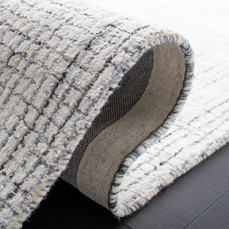 Ivory and Grey Square Hand-Tufted Wool Area Rug