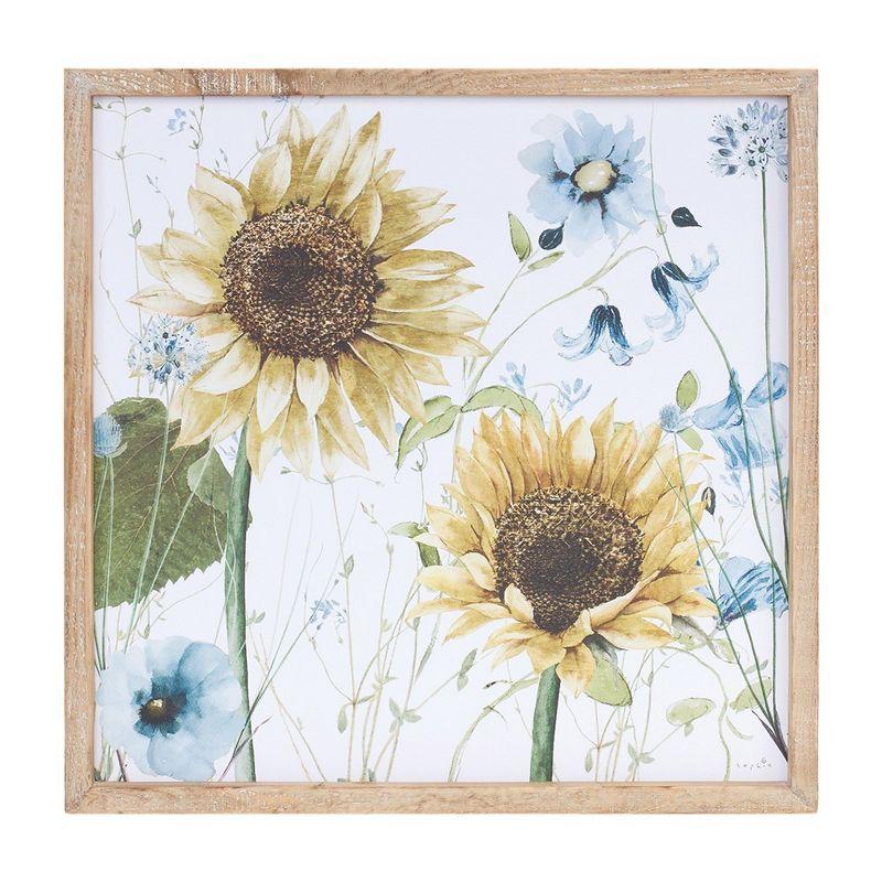 Melrose Framed Sunflower and Blue Floral Print Set