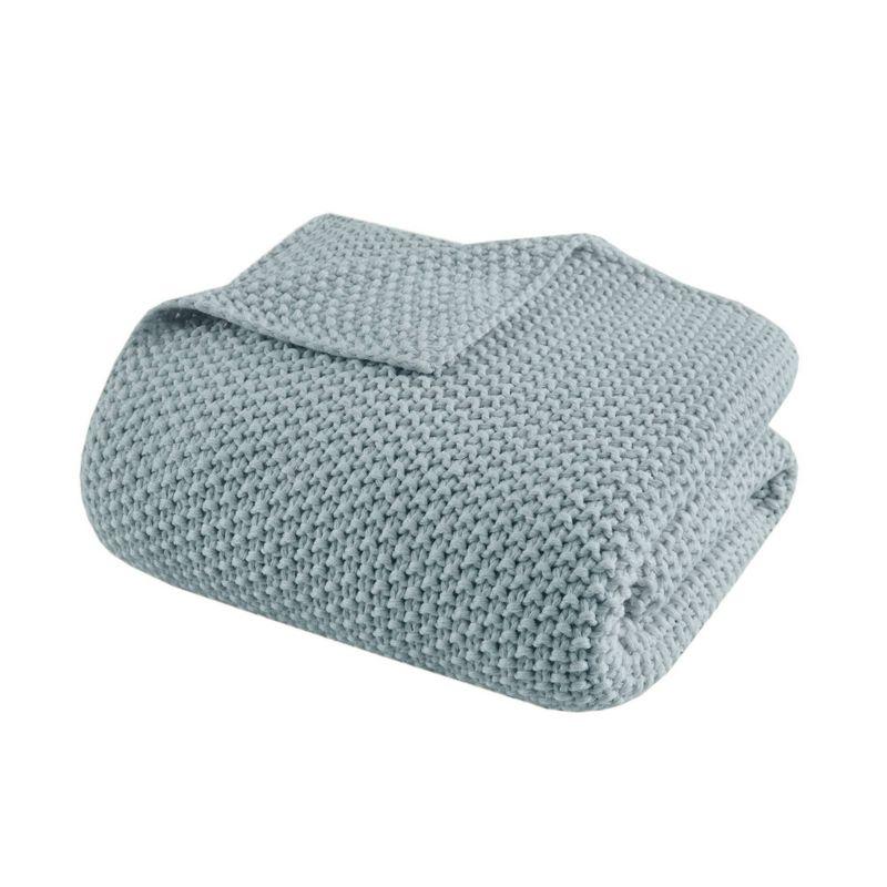 Ink+Ivy 50"x60" Bree Knit Throw Blanket Light Blue: Acrylic, Cozy, Machine Washable, for Sofa