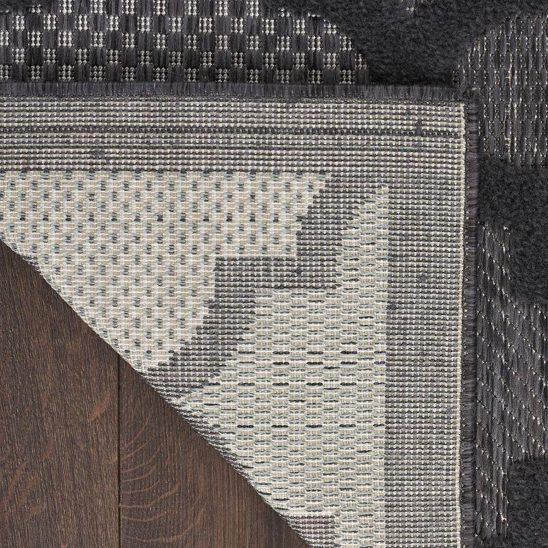 Nourison Easy Care 5' x 7' Charcoal Black Modern Flatweave Indoor/Outdoor Rug