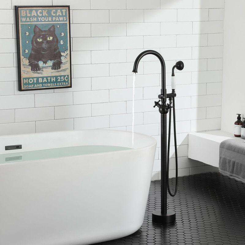 CASAINC Freestanding 2 Handles High Flow Bathtub Faucet with Hand Shower