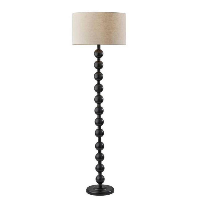 Orchard 62" Black Wood Floor Lamp with Linen Drum Shade