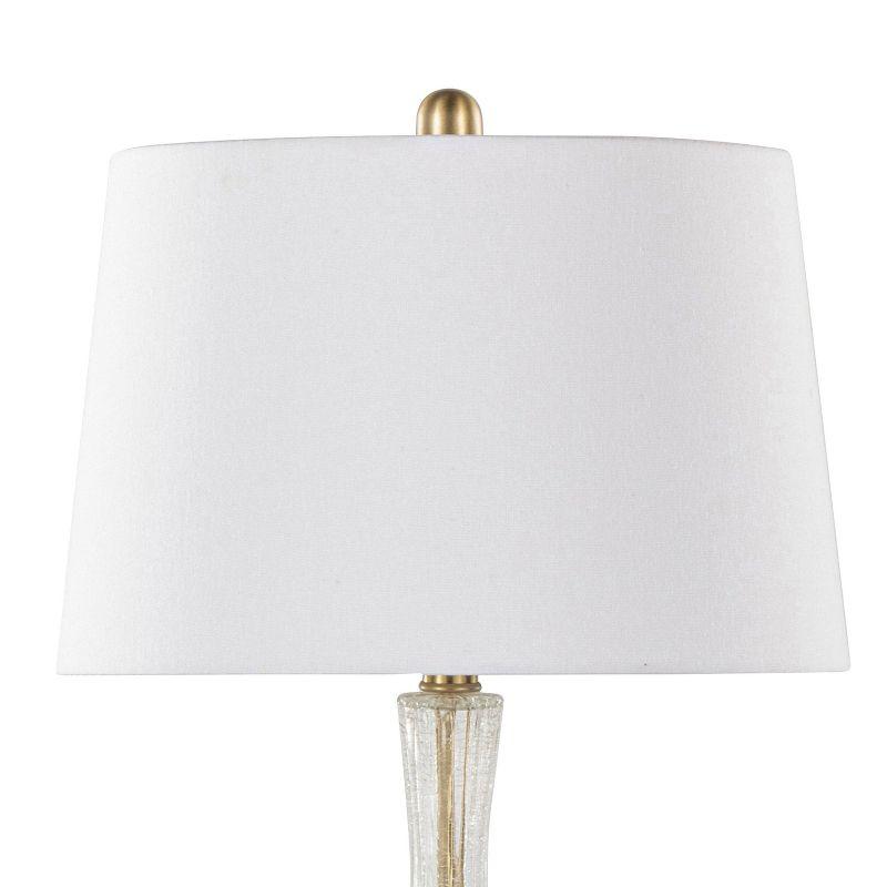 LumiSource (Set of 2) Jenny 27.25" Contemporary Glass Table Lamps Clear Crackle Glass Gold Metal and White Linen Shade from Grandview Gallery