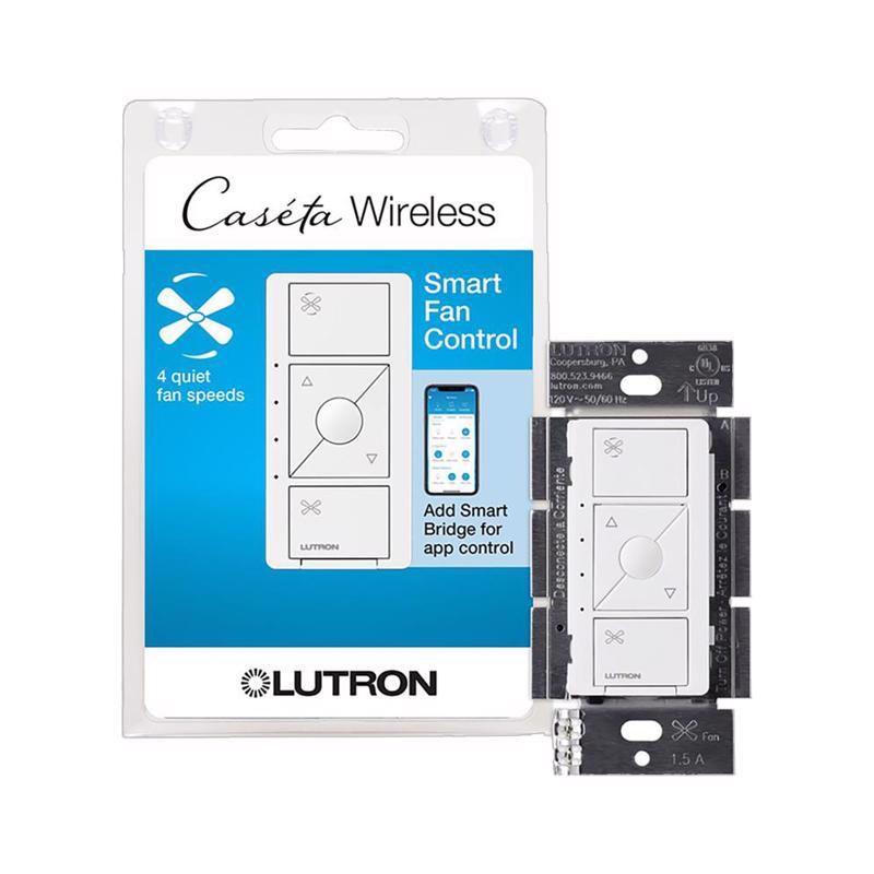 Lutron Caseta White Wireless Smart Fan Control with 4 Speeds