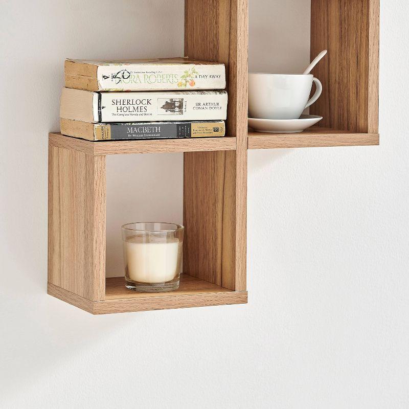 Danya B. 30" x 15.25" Cubby Chessboard Wall Shelf Chestnut - MDF, Contemporary Design, Interlocking