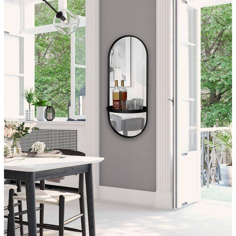 Lumi Metal Flat Mirror with Shelves