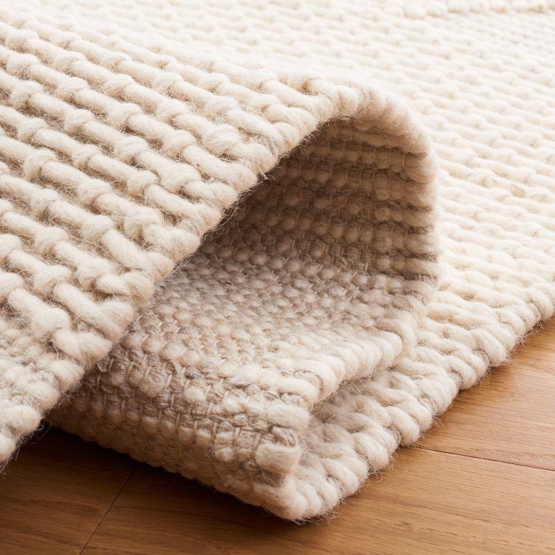 Sophisticated Ivory Square Wool Hand-Woven Natura Rug