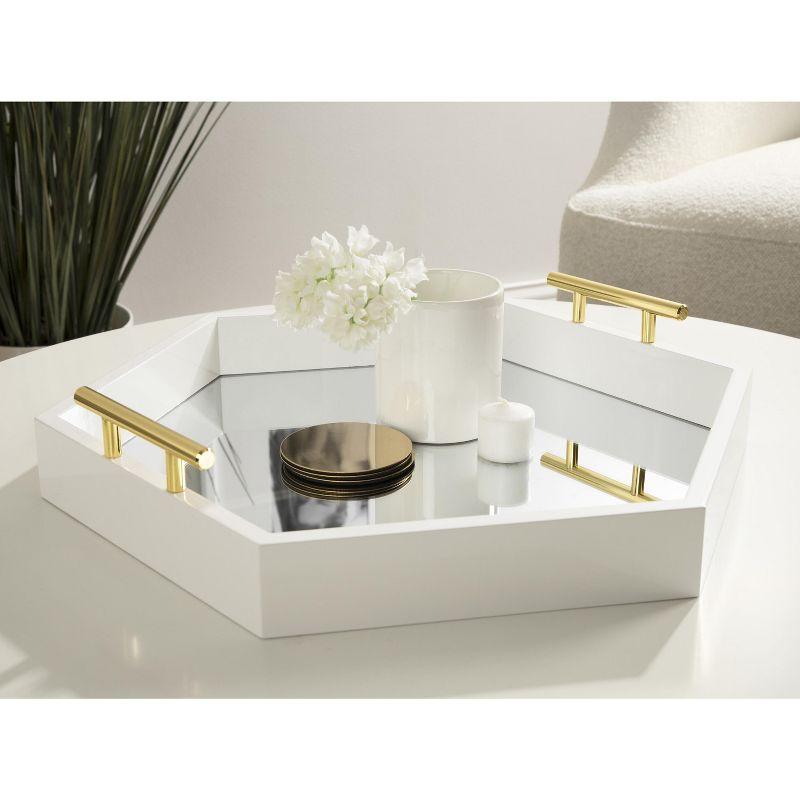 Kate and Laurel Lipton Tray, 18x18, White and Mirror