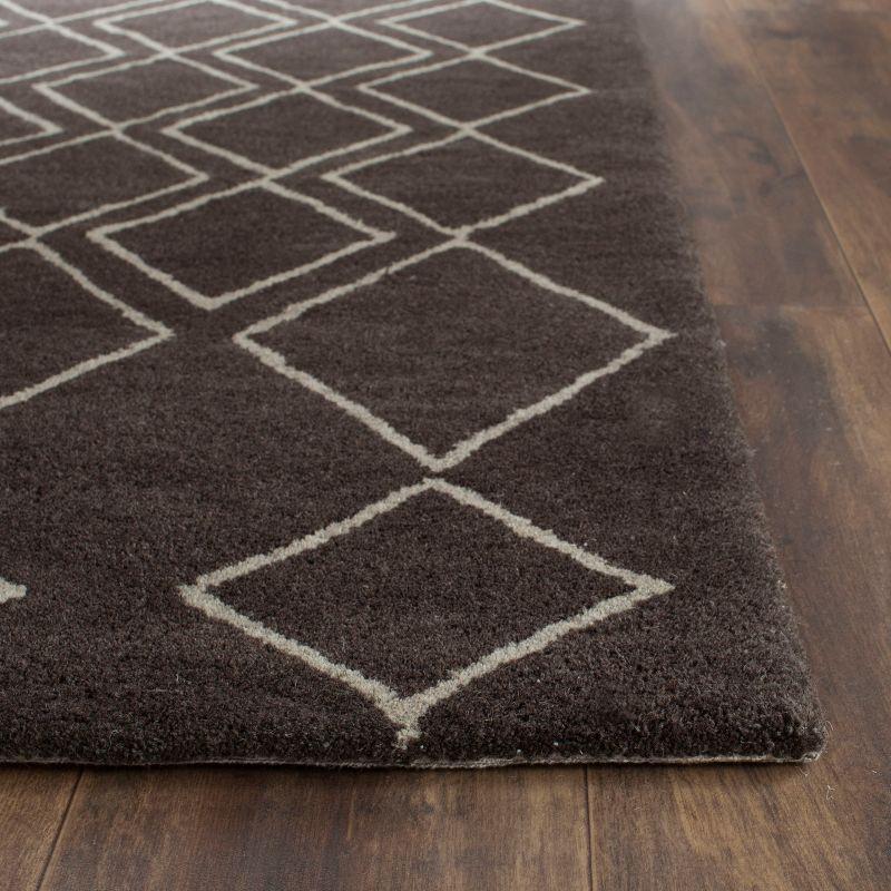 Ivory and Dark Grey Hand-Tufted Wool Square Area Rug