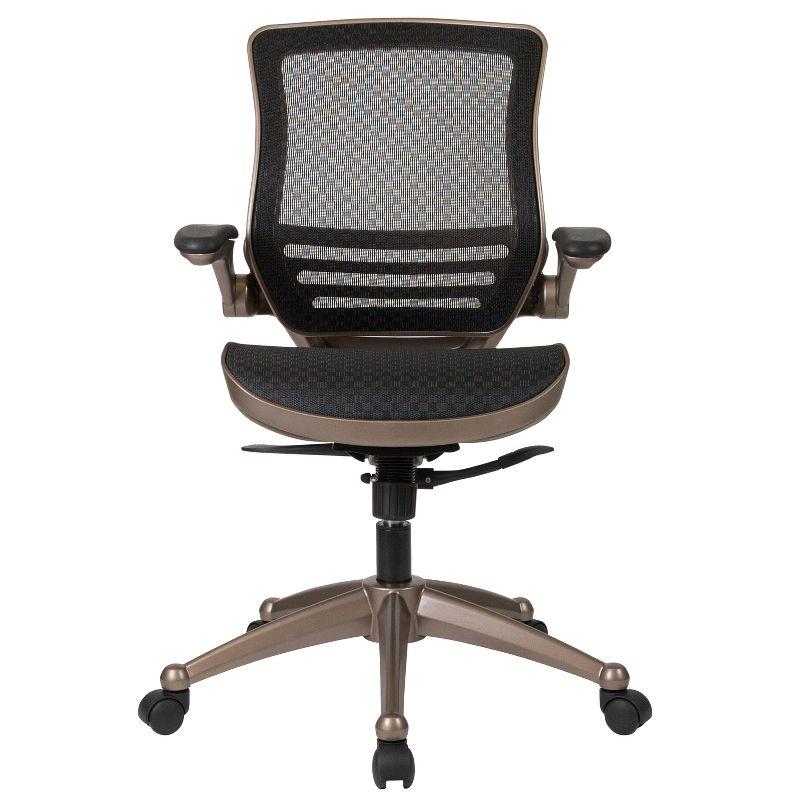 Flash Furniture Mid-Back Transparent Mesh Executive Swivel Office Chair with Flip-Up Arms