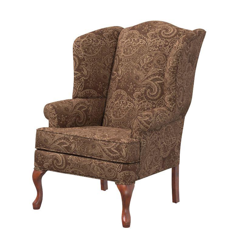 Comfort Pointe Paisley Traditional Wingback Accent Chair Coco: Handcrafted, Plush Chenille, No Assembly Required