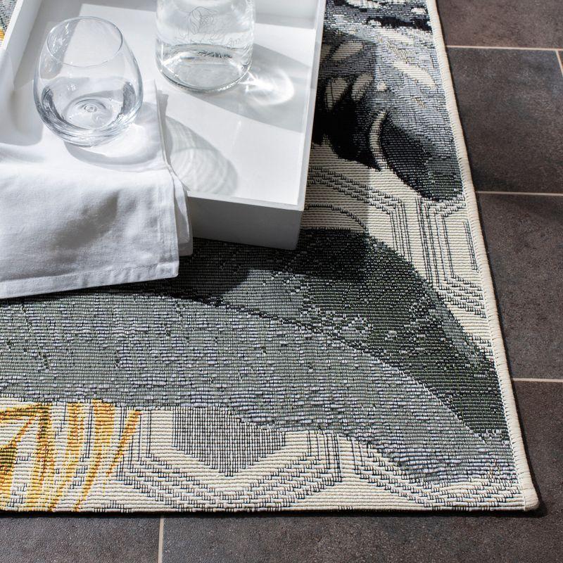 Gray and Gold Rectangular Washable Synthetic Area Rug