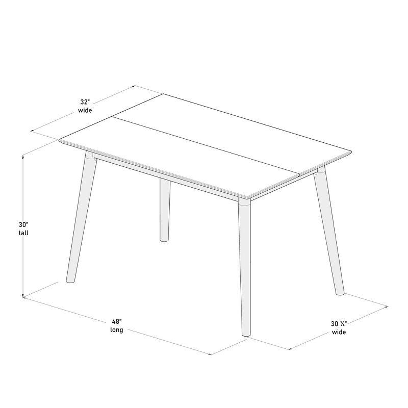 Plank+Beam 48" Mid Century Modern Dining Table, Solid Wood Kitchen & Dining Room Table for 4, Pecan