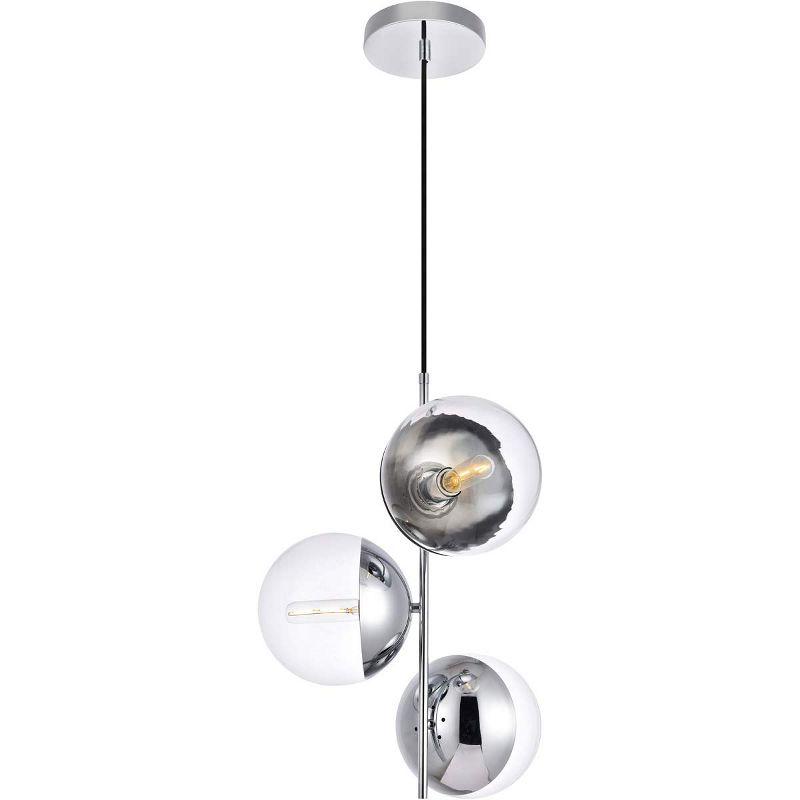 Eclipse 3-Light Chrome Pendant with Clear Glass Spheres