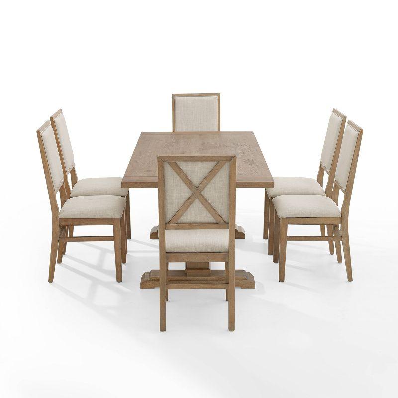 7pc Joanna Dining Set with 6 Upholstered Back Chairs Rustic Brown - Crosley