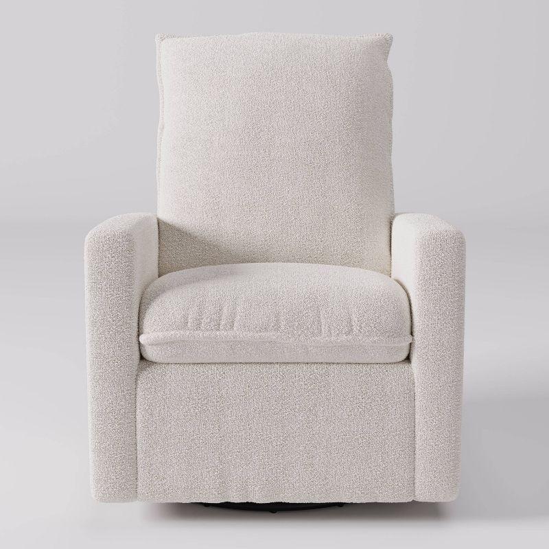 Caillie Boucle Glider Recliner Chair White - CorLiving: Nursery Bedroom Soothing Motion, Hardwood Frame