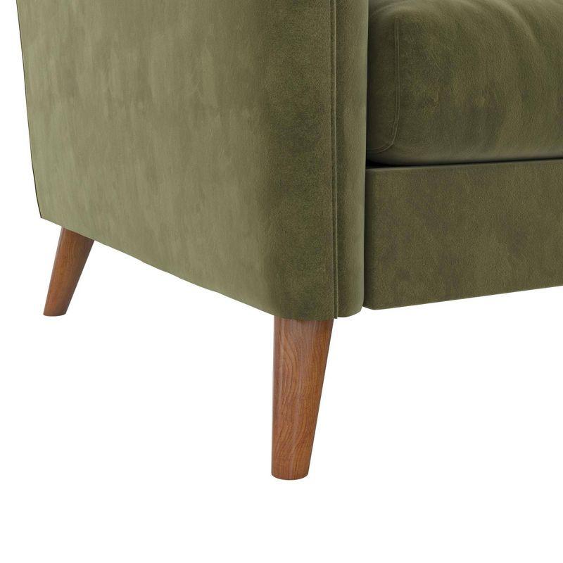 2pc Magnolia Sectional Sofa with Pillows Green Velvet - Novogratz: Upholstered, Reversible Chaise, Transitional Style